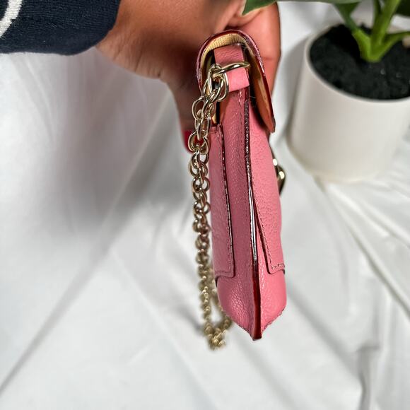 KATE SPADE Barbie Pink Leather Chain Pochette Bag Mirror Clasp Shoulder Purse - Picture 6 of 13
